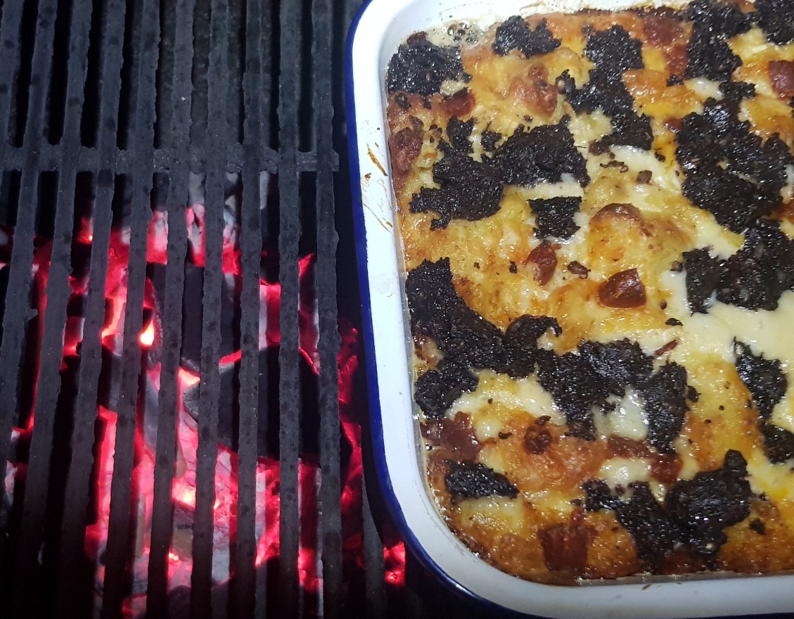 Black pudding hash brown casserole