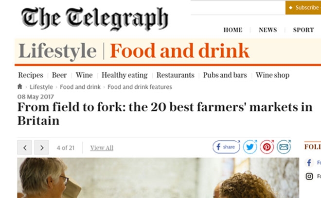The Telegraph - The 20 best farmers' markets in Britain